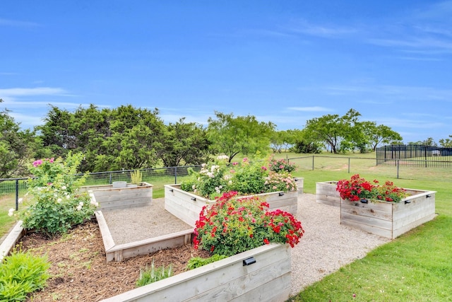 view of yard with fence and a garden
