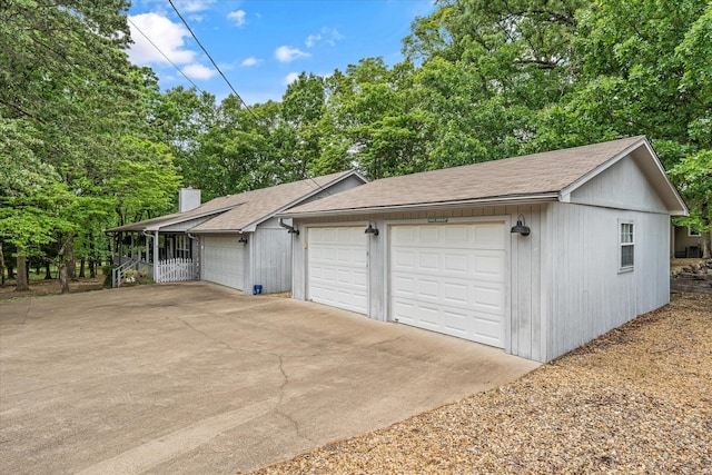 view of detached garage