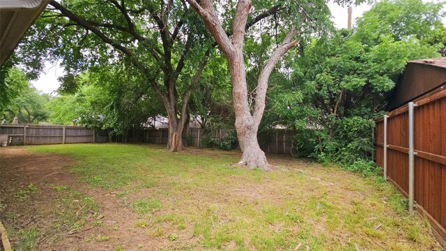 view of yard with a fenced backyard