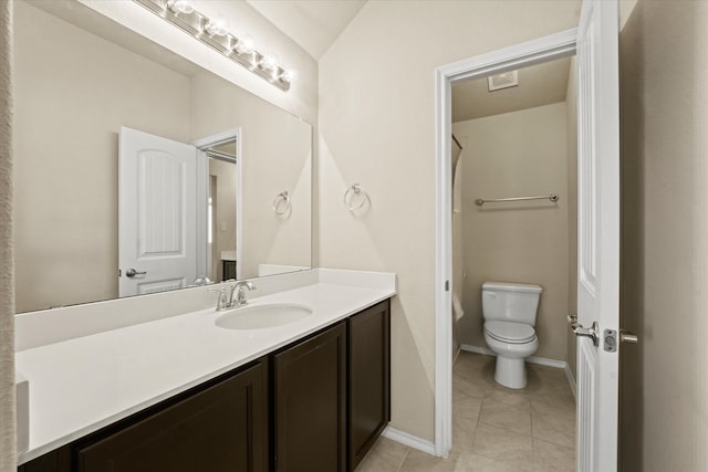 9933 Cottontail Ln, Mckinney, TX 75071 - bathroom featuring tile patterned floors, toilet, vanity, and baseboards