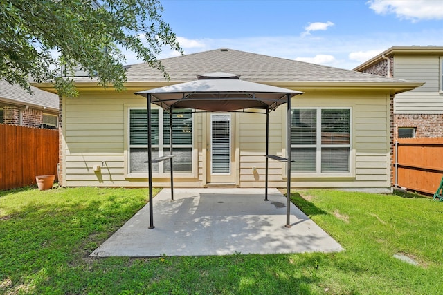 9933 Cottontail Ln, Mckinney, TX 75071 - rear view of house featuring a gazebo, a patio area, and a shingled roof