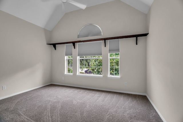 2085 Idlewood Dr, Grapevine, TX 76051 - spare room featuring vaulted ceiling, carpet floors, and ceiling fan