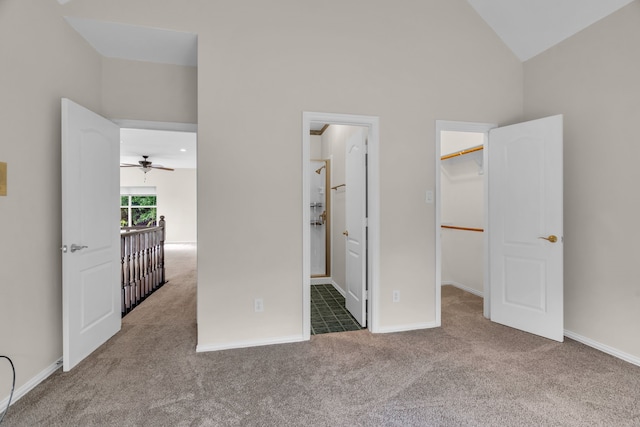 2085 Idlewood Dr, Grapevine, TX 76051 - unfurnished bedroom featuring carpet flooring, a spacious closet, ensuite bath, high vaulted ceiling, and a closet