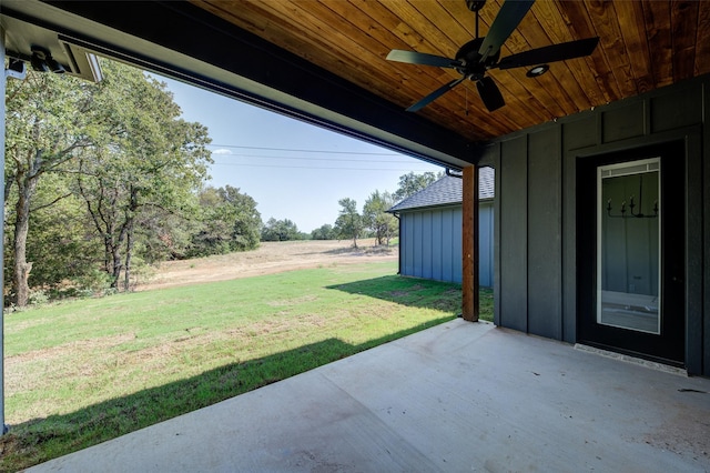 view of patio / terrace with a ceiling fan