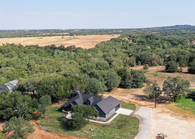 birds eye view of property with a forest view
