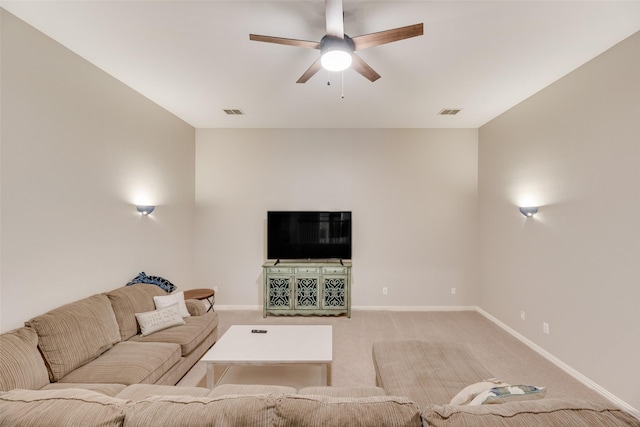 1355 Crockett Dr, Frisco, TX 75033 - carpeted living area with a ceiling fan and baseboards