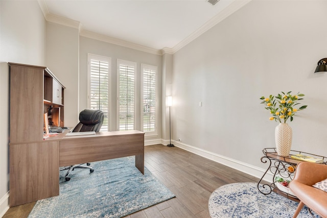 1355 Crockett Dr, Frisco, TX 75033 - office space with ornamental molding, wood finished floors, and baseboards