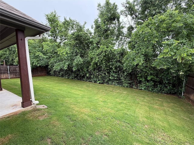 view of yard with a patio and a fenced backyard