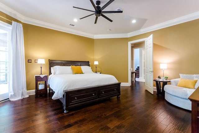 2025 Breaker Ln, Flower Mound, TX 75022 - bedroom with crown molding, baseboards, visible vents, and wood finished floors