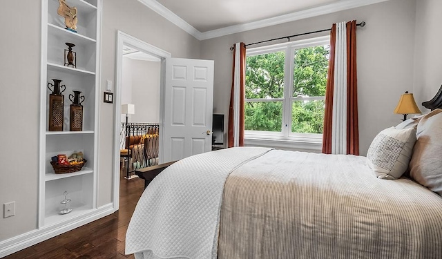 2025 Breaker Ln, Flower Mound, TX 75022 - bedroom featuring dark wood-type flooring and ornamental molding
