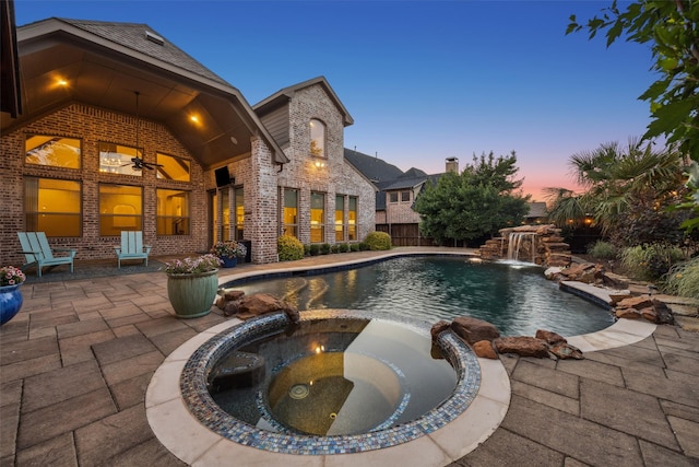 6380 Forefront Ave, Frisco, TX 75036 - view of pool with a patio, a pool with connected hot tub, and ceiling fan