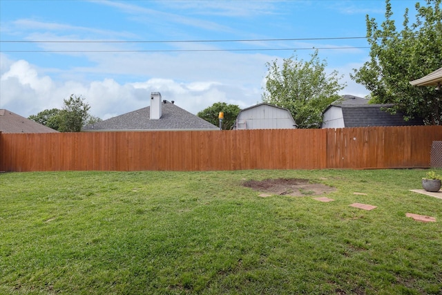 view of yard with a fenced backyard