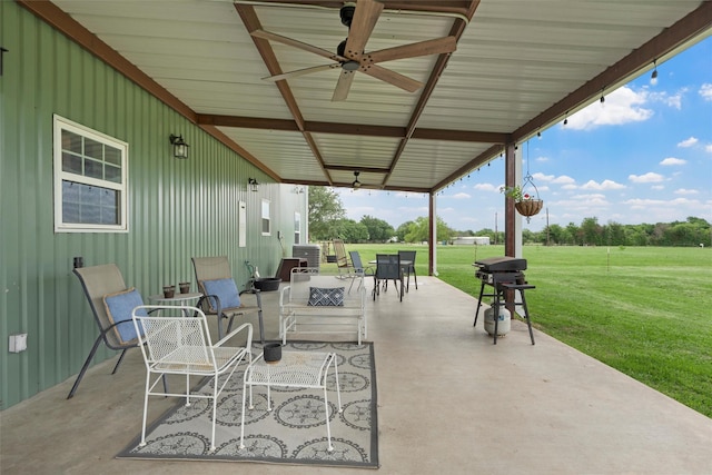 1009 Western Dr, Woodway, TX 76712 - view of patio / terrace featuring ceiling fan and area for grilling