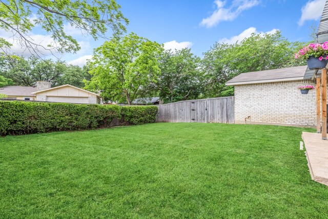 view of yard with a fenced backyard