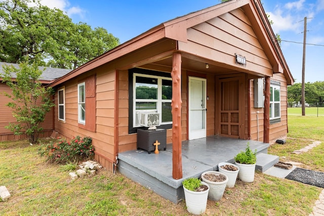 view of outbuilding featuring cooling unit
