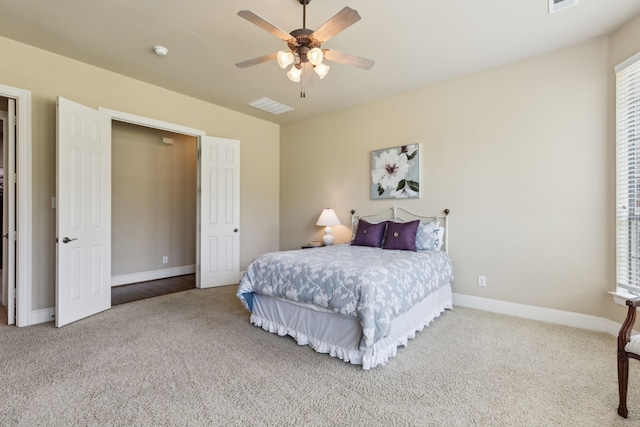 5403 Englenook Dr, Parker, TX 75002 - carpeted bedroom with baseboards, visible vents, and ceiling fan