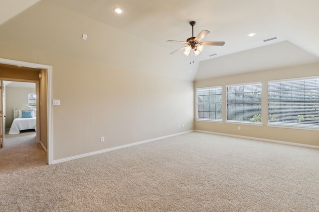 5403 Englenook Dr, Parker, TX 75002 - unfurnished room with ceiling fan, light colored carpet, baseboards, and lofted ceiling