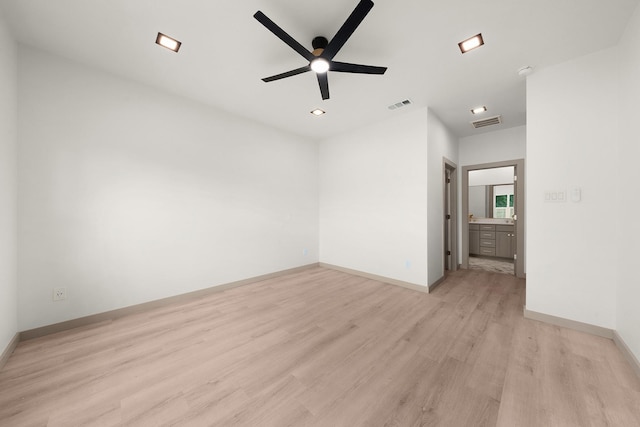 928 College St, Sulphur Springs, TX 75482 - unfurnished bedroom featuring visible vents, recessed lighting, baseboards, and light wood-type flooring