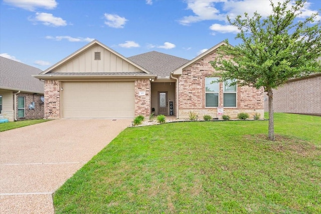 309 Nash Dr, Hewitt, TX 76643 - single story home with brick siding, a garage, board and batten siding, and concrete driveway