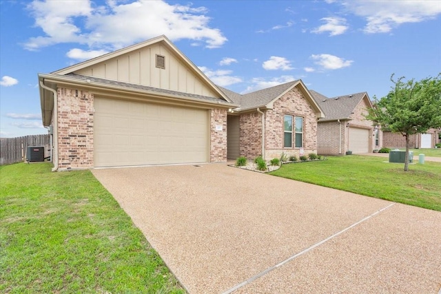 309 Nash Dr, Hewitt, TX 76643 - ranch-style house with a garage, board and batten siding, concrete driveway, and brick siding