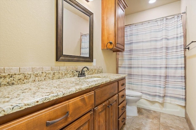 309 Nash Dr, Hewitt, TX 76643 - bathroom with vanity, shower / bath combo with shower curtain, and toilet