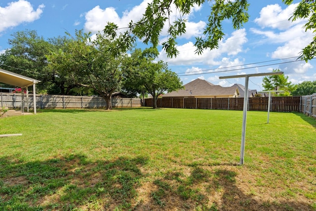 view of yard featuring a fenced backyard