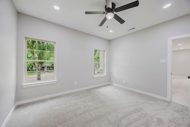 3600 Howard St, Fort Worth, TX 76119 - spare room featuring ceiling fan, carpet, recessed lighting, and baseboards
