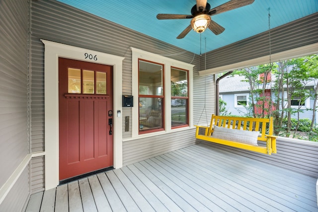 906 N Clinton Ave, Dallas, TX 75208 - deck with a ceiling fan and covered porch