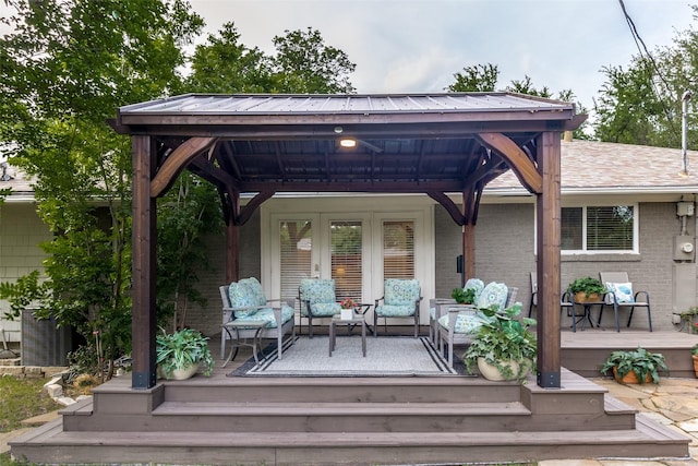3158 Newcastle Dr, Dallas, TX 75220 - exterior space featuring a gazebo, a wooden deck, and an outdoor hangout area