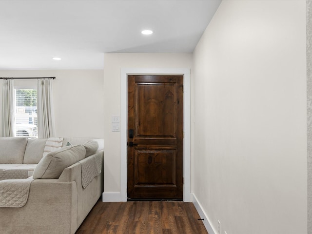 1821 Melissa St, Arlington, TX 76010 - living area with dark wood-style flooring, baseboards, and recessed lighting