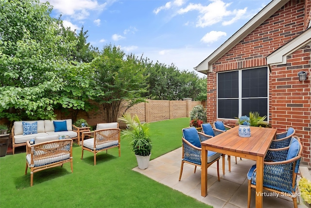 3136 Deer Run Dr, Little Elm, TX 75068 - view of patio with an outdoor hangout area and outdoor dining area