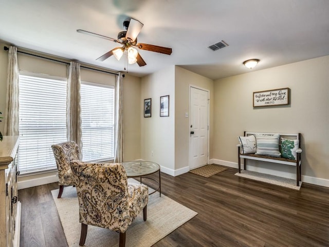 300 Aspenwood Trl, Forney, TX 75126 - living area with a ceiling fan, baseboards, and plenty of natural light