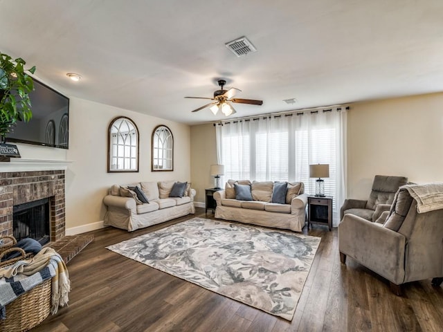 300 Aspenwood Trl, Forney, TX 75126 - living room with visible vents, a ceiling fan, baseboards, and a healthy amount of sunlight