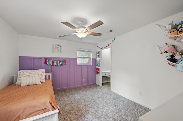 2108 Stonegate Dr N, Bedford, TX 76021 - bedroom with carpet, a ceiling fan, and visible vents