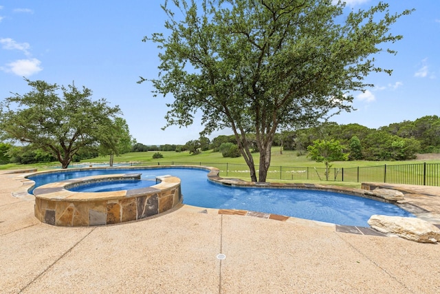 8408 Fullerton Dr, Cleburne, TX 76033 - view of pool with a patio, a pool with connected hot tub, and fence