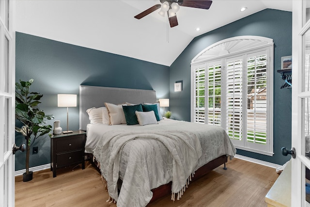 5604 Turtle Way, Mckinney, TX 75072 - bedroom featuring vaulted ceiling, wood finished floors, baseboards, multiple windows, and recessed lighting