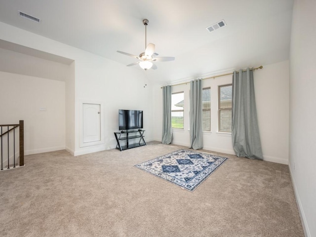 2513 Silver Leaf Dr, Northlake, TX 76226 - interior space with visible vents, a ceiling fan, baseboards, and carpet floors