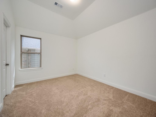 2513 Silver Leaf Dr, Northlake, TX 76226 - spare room with baseboards, light colored carpet, lofted ceiling, and visible vents