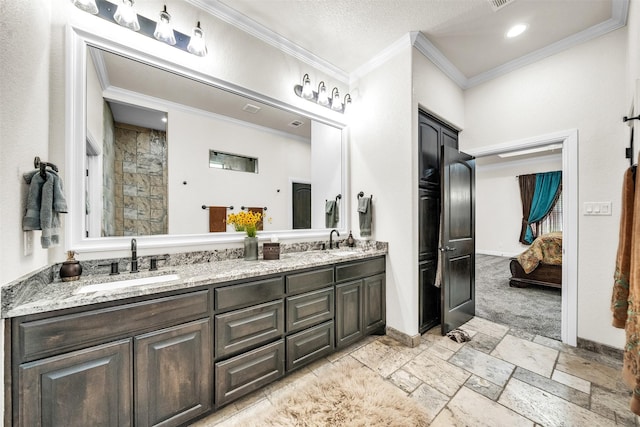 7839 Blanchard Way, Fort Worth, TX 76126 - ensuite bathroom with baseboards, ornamental molding, a sink, and ensuite bathroom