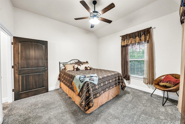 7839 Blanchard Way, Fort Worth, TX 76126 - carpeted bedroom featuring baseboards, ceiling fan, and vaulted ceiling