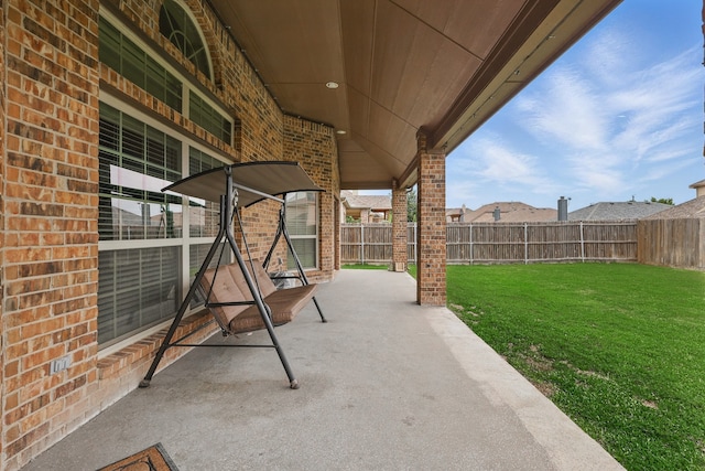view of patio featuring a fenced backyard