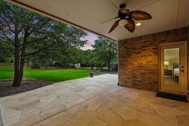 view of patio / terrace featuring a ceiling fan