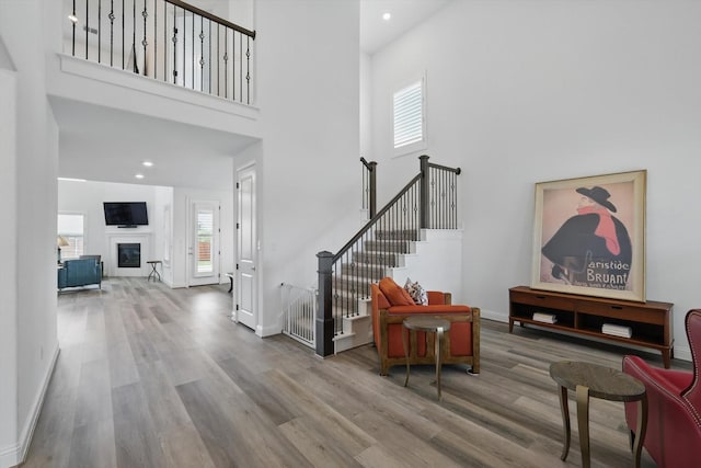 1210 Blazingstar Dr, Haslet, TX 76177 - entryway with wood finished floors, a high ceiling, and a healthy amount of sunlight