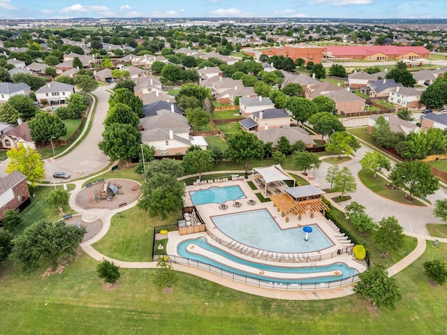 aerial view with a residential view