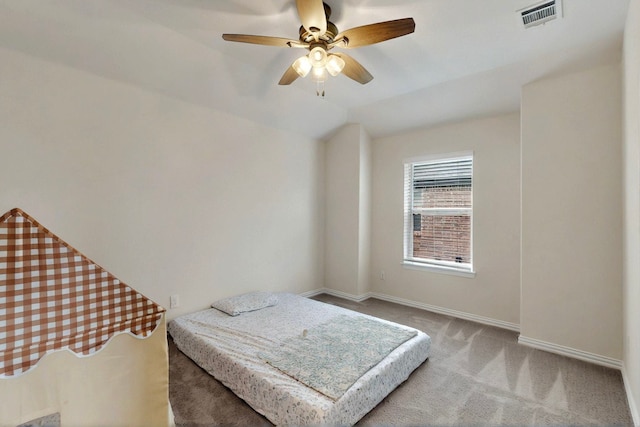 1907 Sandpiper Way, Princeton, TX 75407 - bedroom featuring carpet floors, visible vents, baseboards, ceiling fan, and lofted ceiling