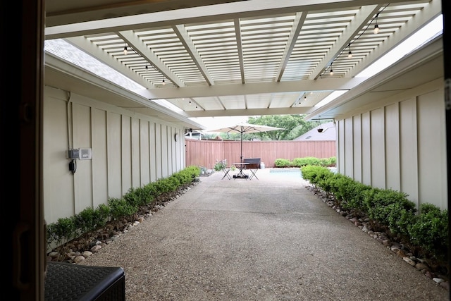 3509 Arbuckle Dr, Plano, TX 75075 - view of patio featuring a pergola, a fenced backyard, and outdoor dining space