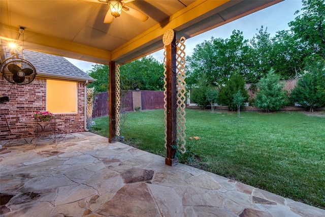 3788 Zion Rd, Garland, TX 75043 - view of patio / terrace featuring a ceiling fan and a fenced backyard