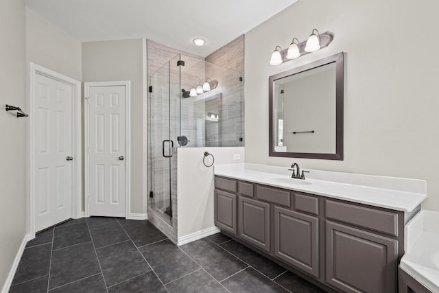 689 Bonham Dr, Lavon, TX 75166 - full bathroom with vanity, tile patterned flooring, and a stall shower