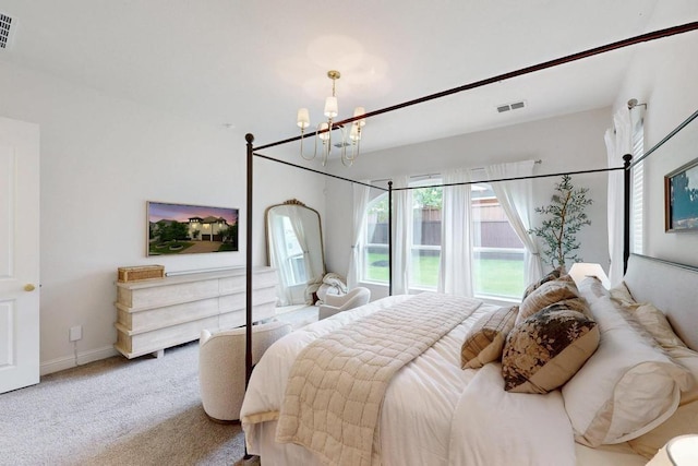5936 Augustine Rd, Mckinney, TX 75071 - carpeted bedroom with a chandelier and baseboards