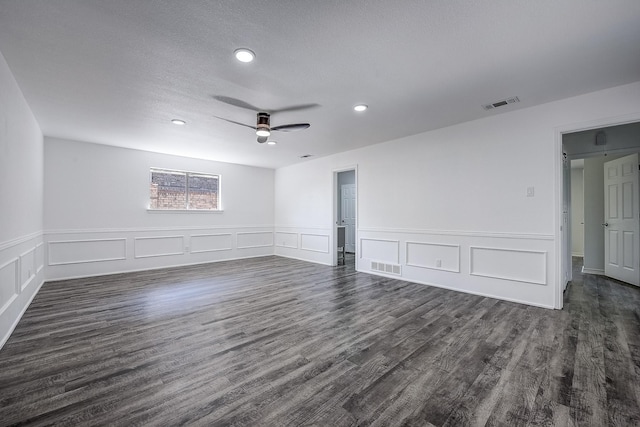 1441 Marlene Pl, Desoto, TX 75115 - unfurnished room featuring ceiling fan, dark wood-style flooring, and visible vents